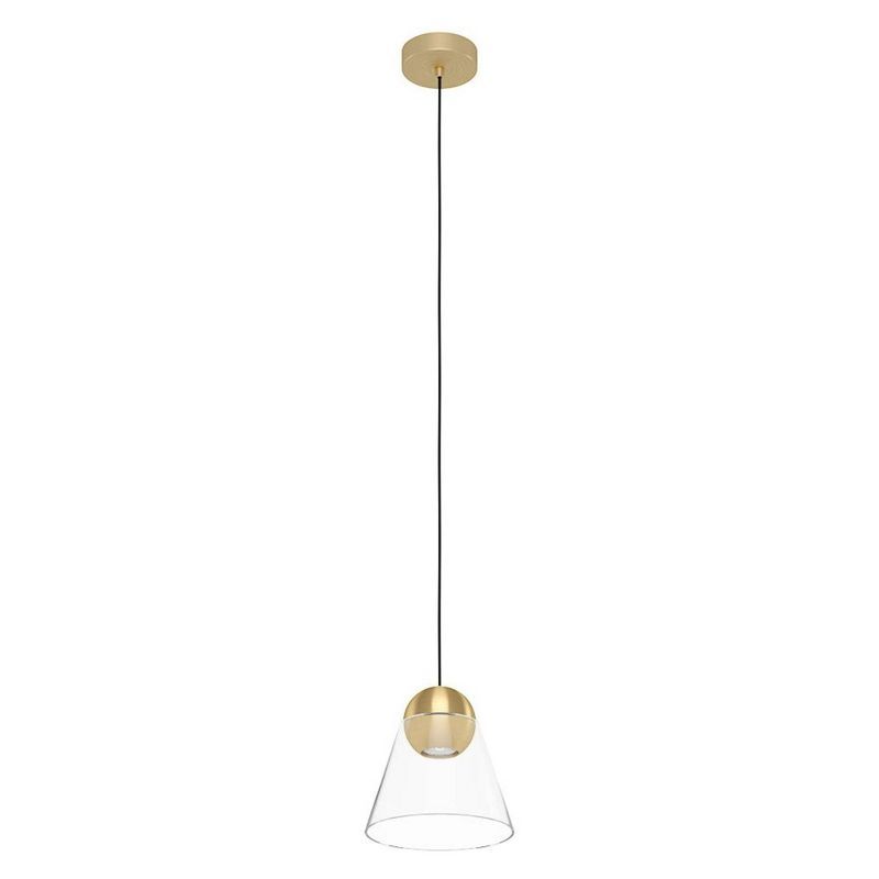 Cerasella 6" Mini LED Pendant in Brushed Brass with Clear Glass