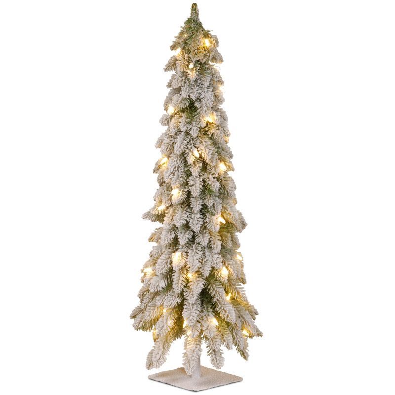 4' Prelit Snowy Downswept Artificial Christmas Tree with Clear Lights