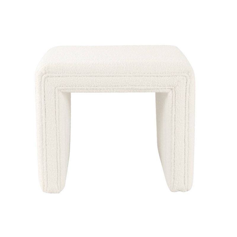 Cream Boucle Channel Tufted Upholstered Storage Ottoman