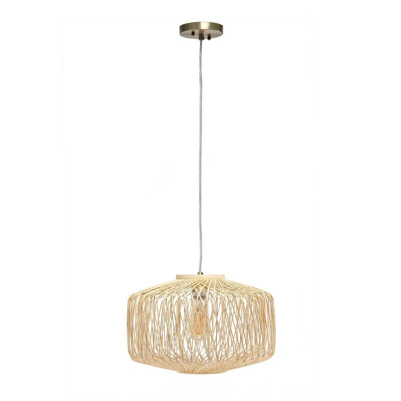 Natural Beige Rattan Round Pendant Ceiling Light