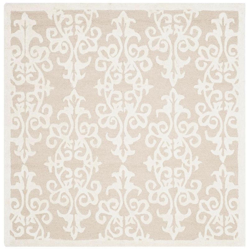 Ivory Elegance 59'' Square Hand-Tufted Wool & Viscose Rug