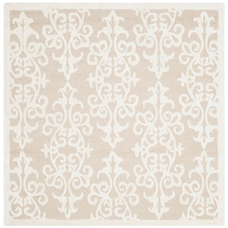 Ivory Elegance 59'' Square Hand-Tufted Wool & Viscose Rug