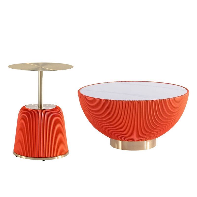 Modern Orange Steel Coffee and End Table Set