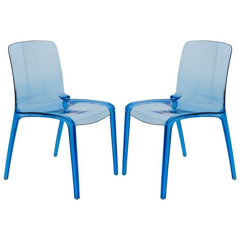 Murray 33" Transparent Blue Plastic Dining Chair, Set of 2