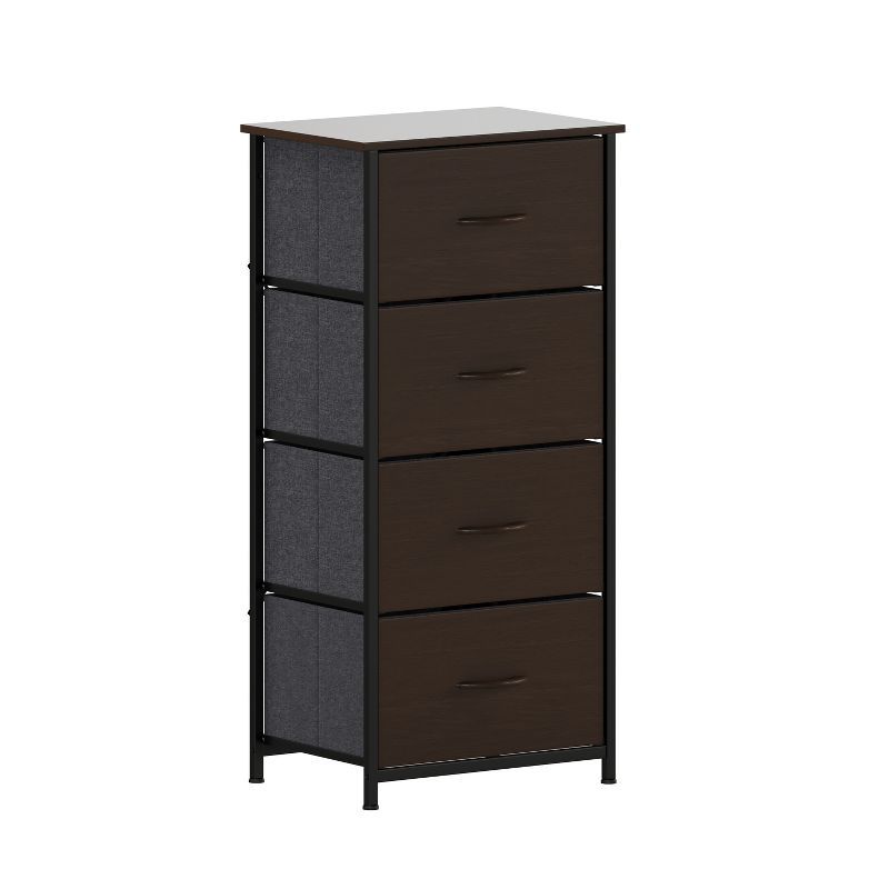 Emma 4-Drawer Brown and Black Vertical Storage Dresser