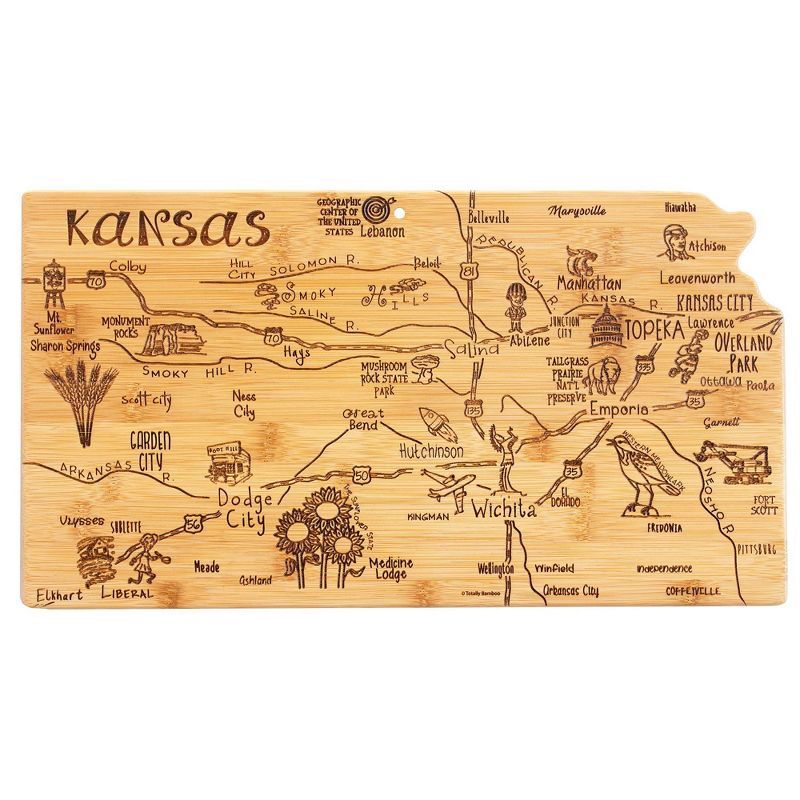 Kansas State Bamboo Cutting and Serving Board with Engraved Artwork