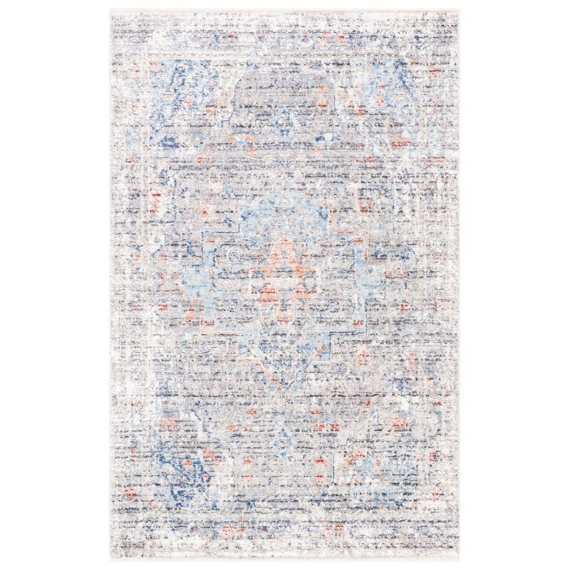 Gray and Multi Hand-Knotted Wool Viscose Area Rug