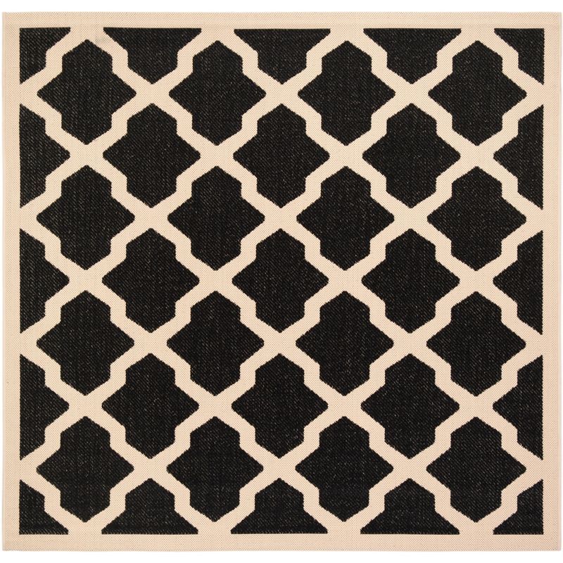 Safavieh Courtyard Black and Beige 4' Square Indoor/Outdoor Rug