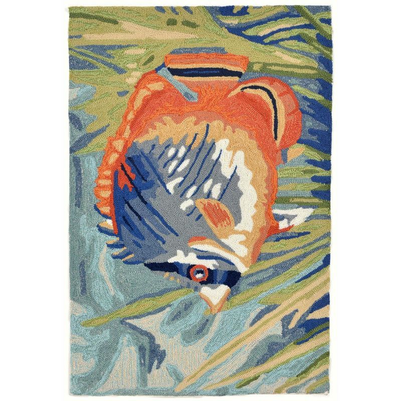 Hand-Tufted Tropical Fish Blue Synthetic 2' x 3' Rug