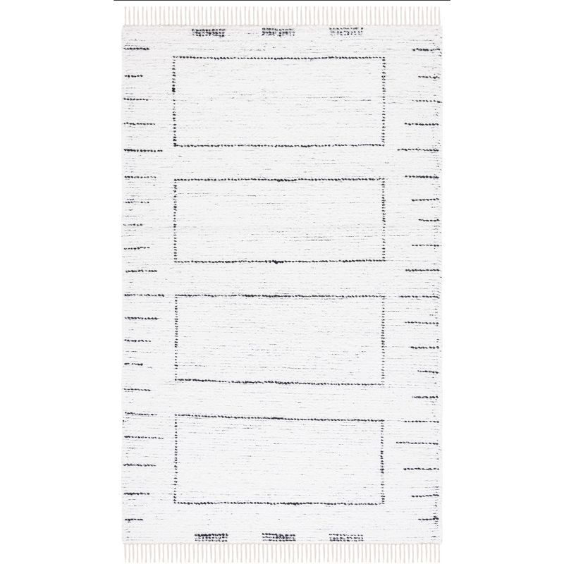 Casablanca 3' x 5' Ivory and Black Wool Shag Area Rug