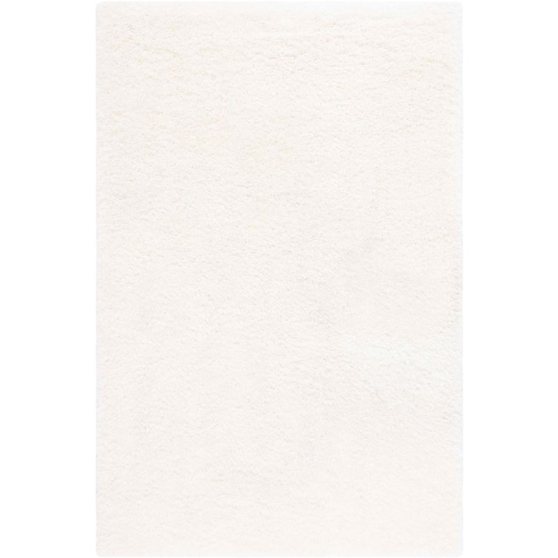 Ivory Hand-Tufted Synthetic Shag Area Rug, 5' x 8'