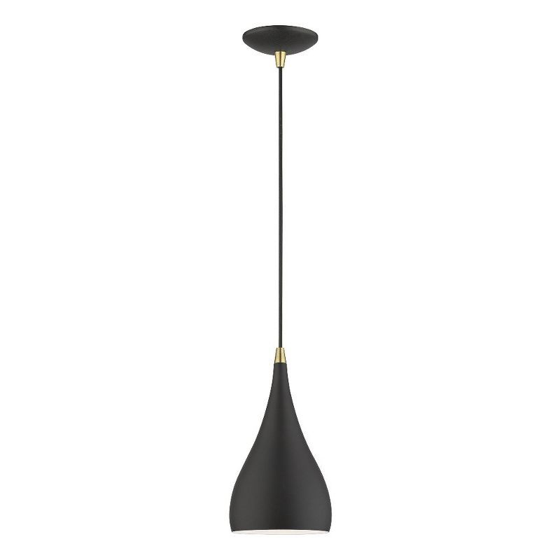 Textured Black and Antique Brass Mini Pendant Light