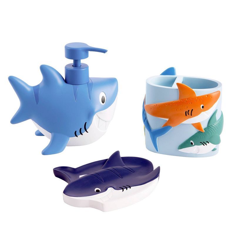 Colorful Sharks Resin 3-Piece Kids' Bath Set