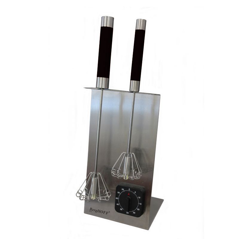 Black Stainless Steel 2-Piece Whisk Set with Timer Stand
