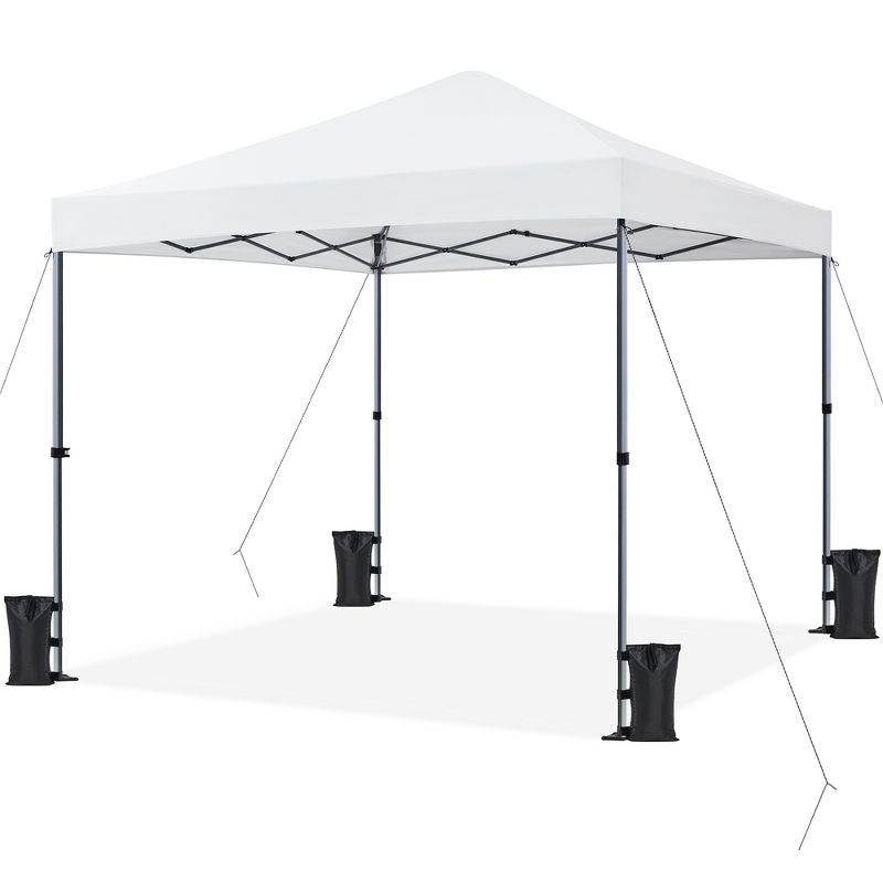 White 10x10 ft Adjustable Height Pop-Up Canopy Tent