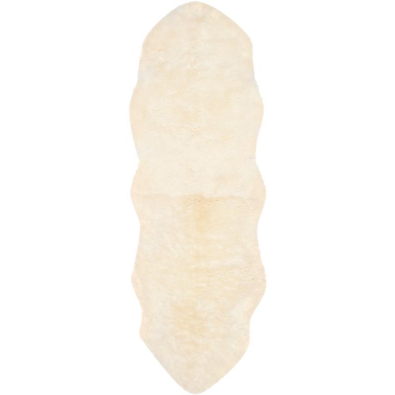 Natural White Hand-Knotted Sheepskin Runner Rug