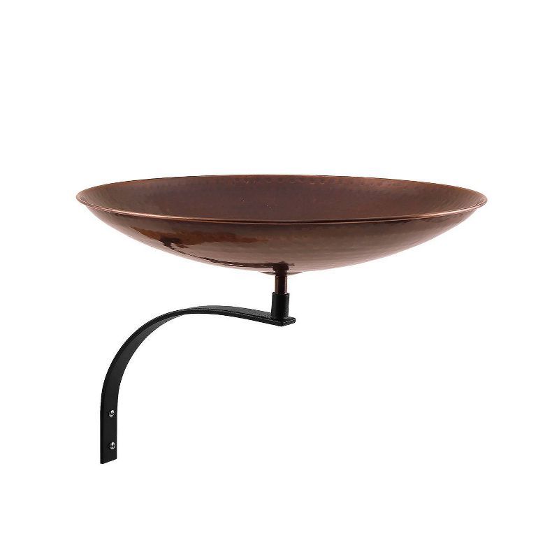 Burnt Copper 15" Metal Birdbath with Wall Mount Bracket