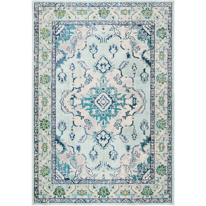 Bohemian Light Blue and Ivory Medallion 3' x 5' Area Rug