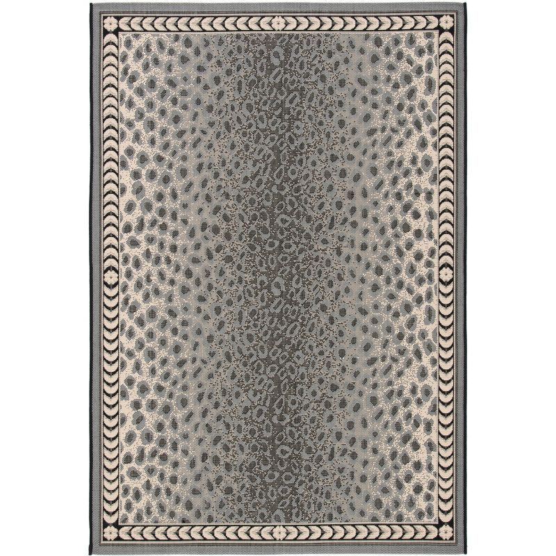 Grey and Black Animal Print Indoor/Outdoor Rug