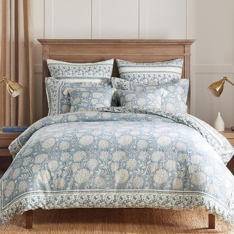 Adare Blue Cotton Twin/Twin XL Duvet Cover Set