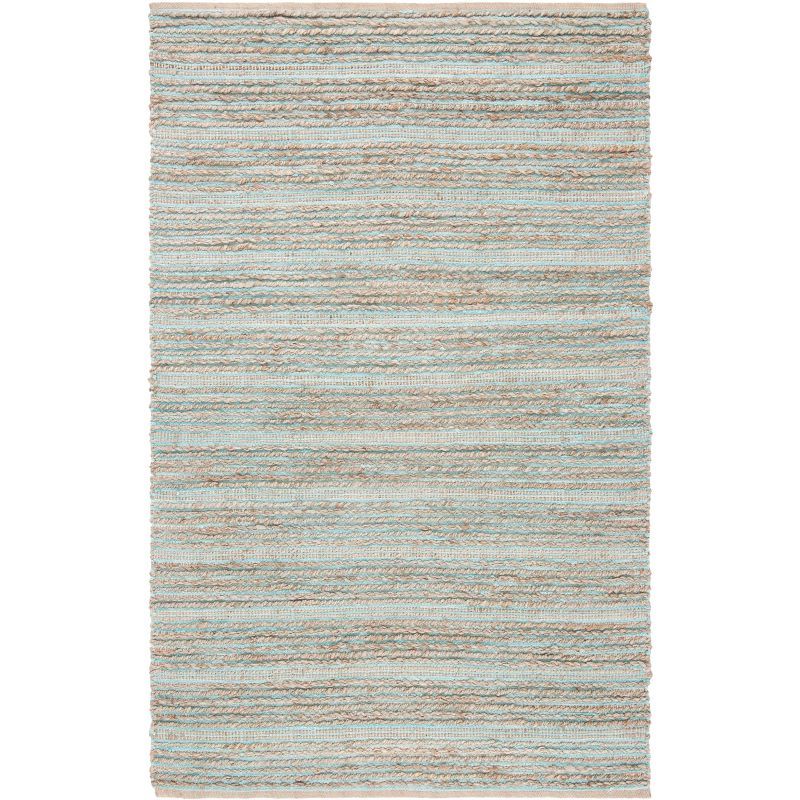 Cape Cod Aqua Handwoven Cotton Jute Area Rug 5' x 8'