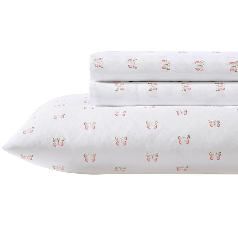 Pink Butterfly Print Kids Full Microfiber Sheet Set