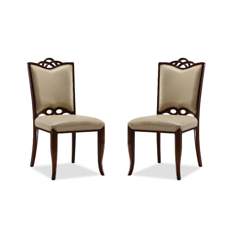 Regent Cream Faux Leather Dining Chairs with Beech Wood Frame, Set of 2