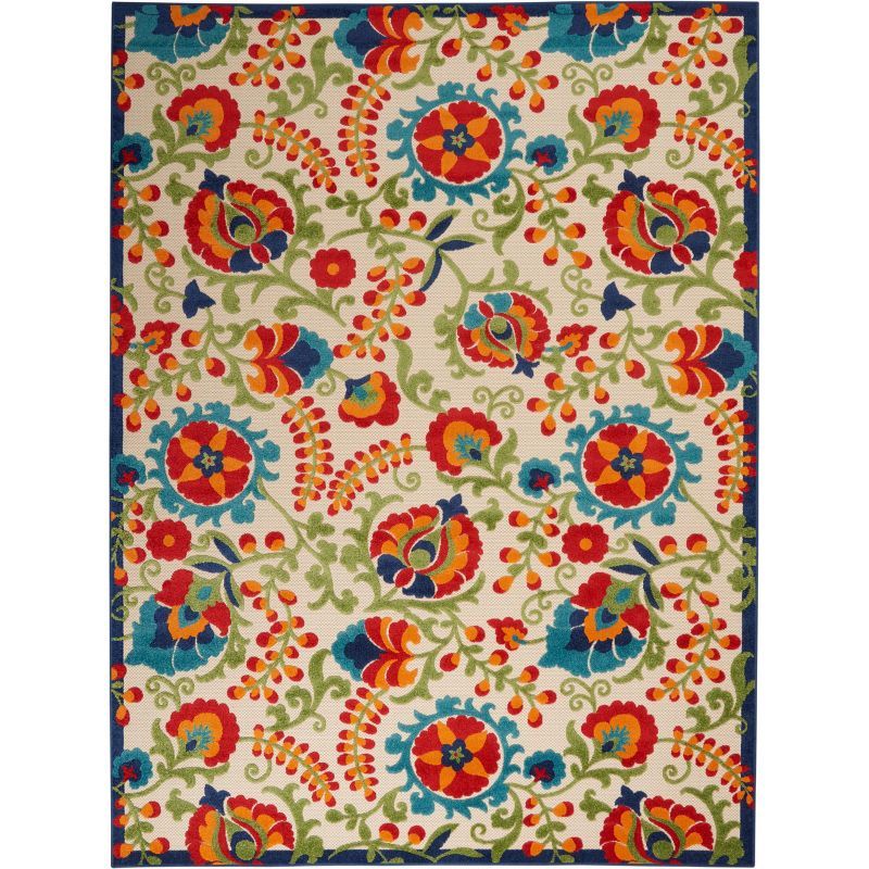 Multicolor Floral Synthetic Flat Woven Rectangular Area Rug 8' x 8'