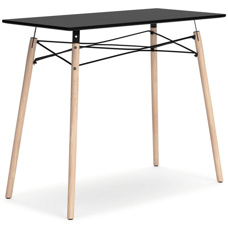 Jaspeni Black and Natural Wood Home Office Desk