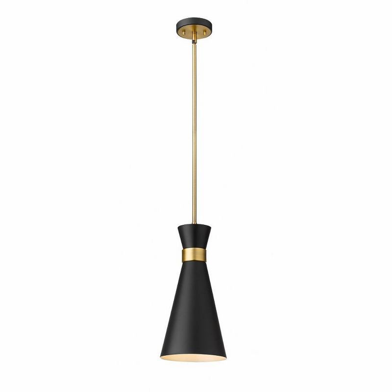 Soriano 8" Matte Black and Heritage Brass Steel Globe Pendant Light