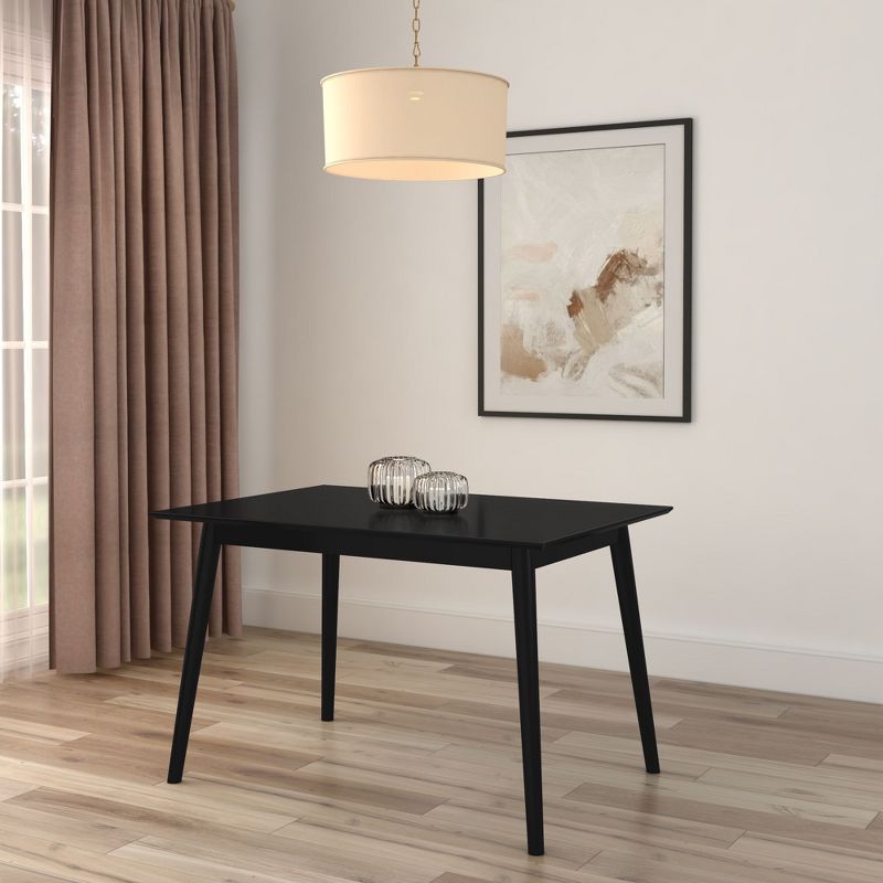 48" Black Solid Pine Mid-Century Modern Dining Table