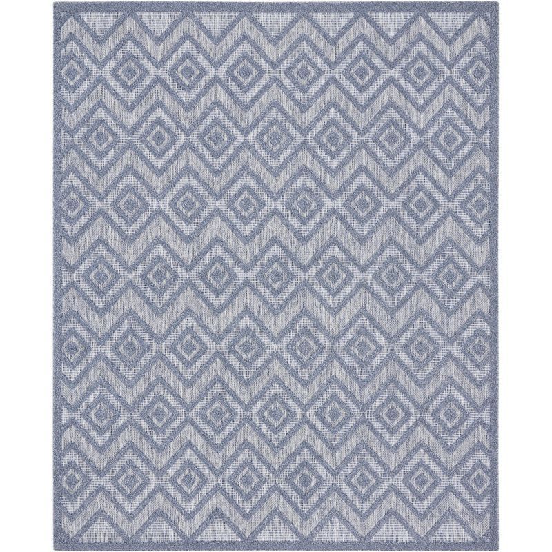 Denim Blue Diamond Flat Woven Synthetic 7' x 10' Rug