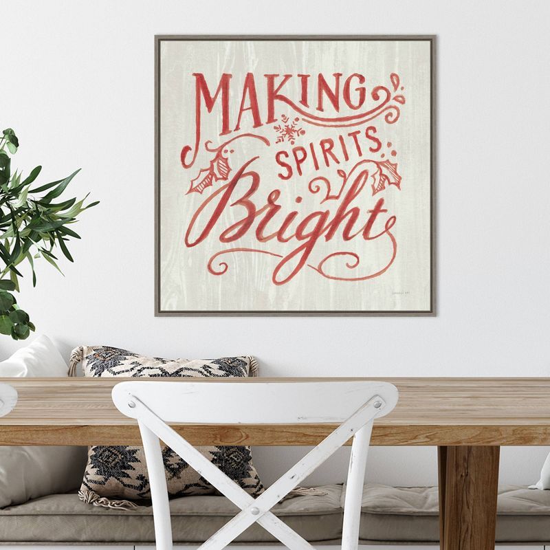 Making Spirits Bright Red and White Christmas Framed Canvas Print