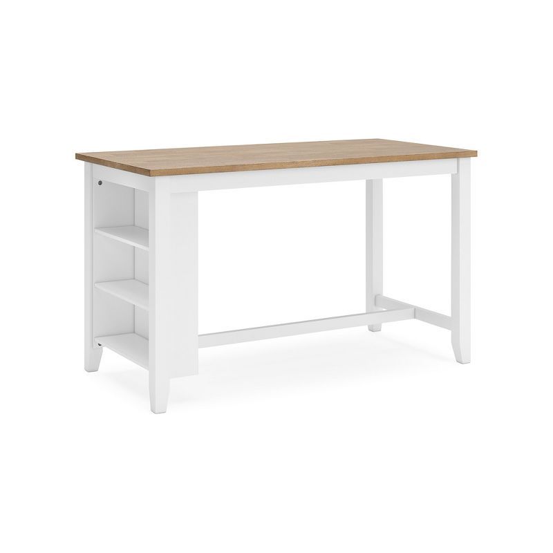 Beige and White Wood Extendable Counter Height Dining Table