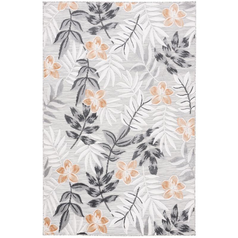 Gray Floral Synthetic Indoor/Outdoor Area Rug 6'5" x 9'6"