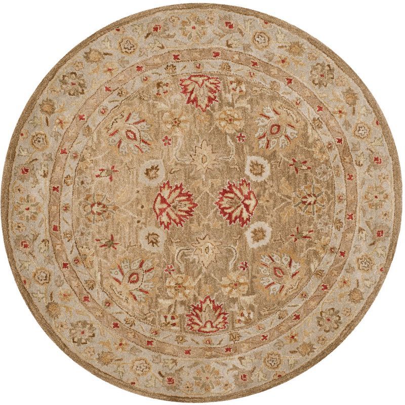 Antiquity Round Beige and Red Wool Area Rug