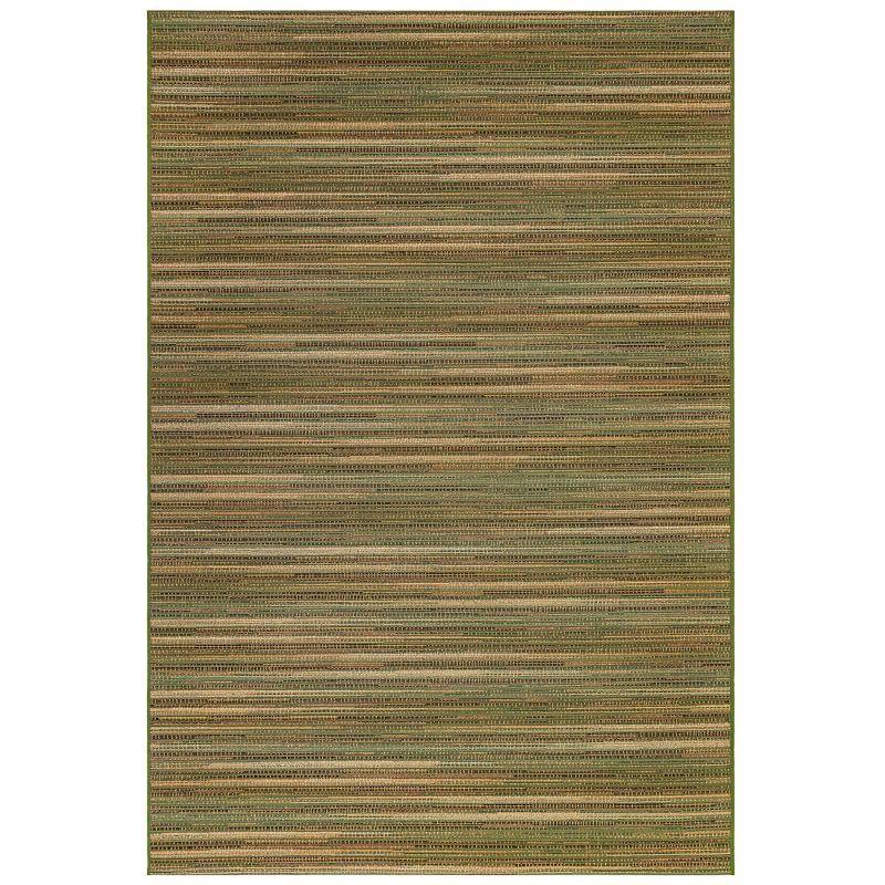 Marina Stripes Flatwoven Green and White 58'' x 90'' Indoor/Outdoor Rug