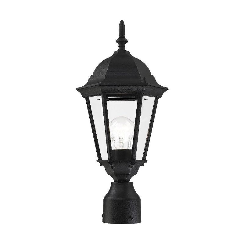 Hamilton Textured Black Outdoor Post Light with Clear Beveled Glass