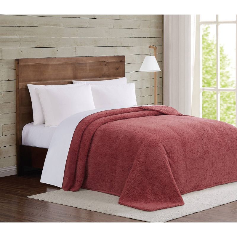 Dusty Rose Twin Sherpa Fleece Blanket