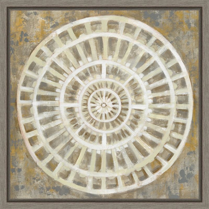 Neutral Abstract Medallion Canvas Wall Art in Frame