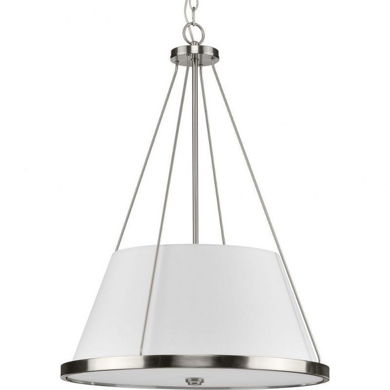 Saffert Brushed Nickel 22" Pendant with Glass Diffuser and Fabric Shade