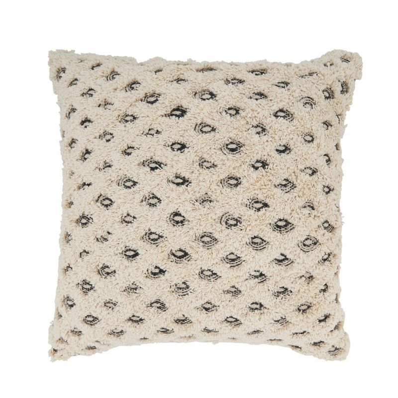 Beige and Black Cotton Tufted Diamond Throw Pillow Cover