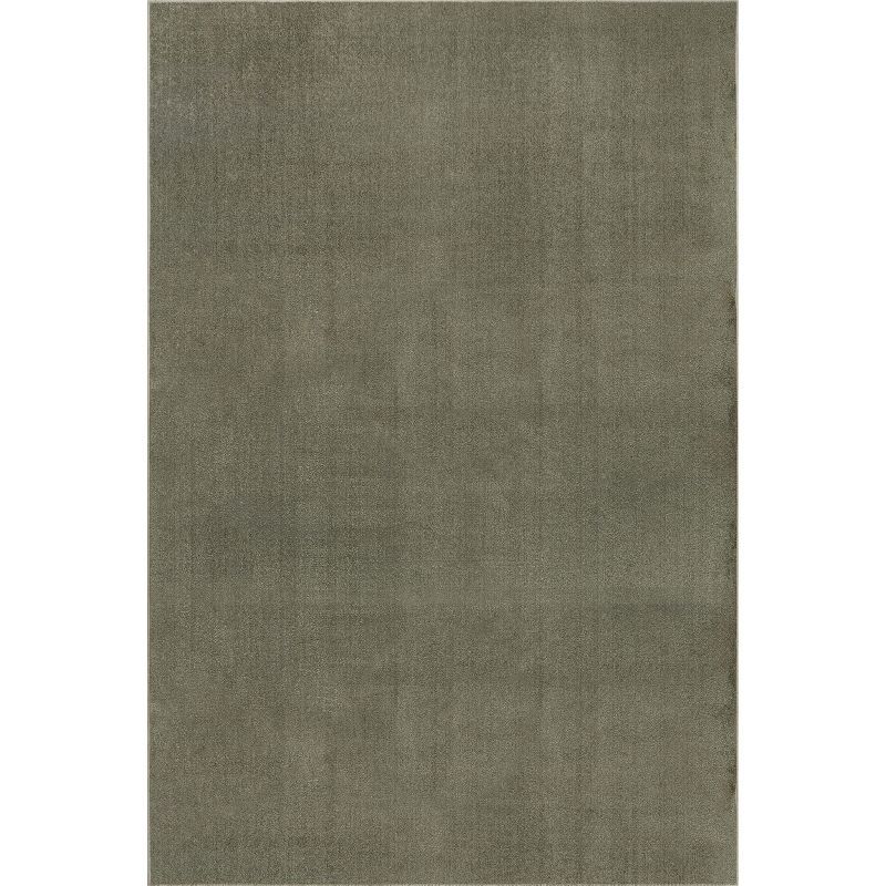 Sage Green Solid Synthetic Washable 4' x 6' Area Rug