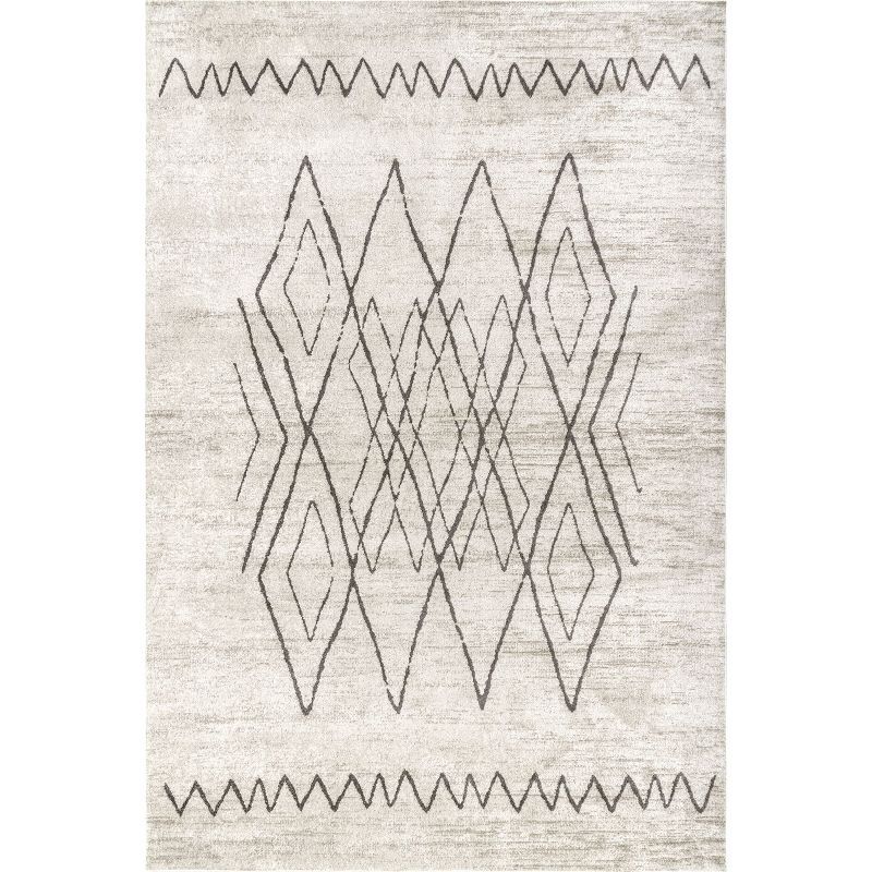 Eco-Friendly Beige Geometric Diamond 5' x 8' Synthetic Area Rug