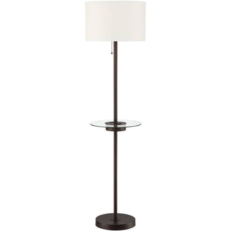 Bronze Floor Lamp with Glass Tray Table and USB Port