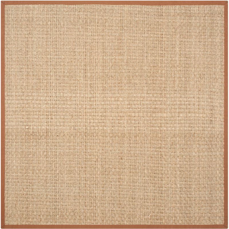 Natural Brown Hand-Knotted Cotton Square Area Rug