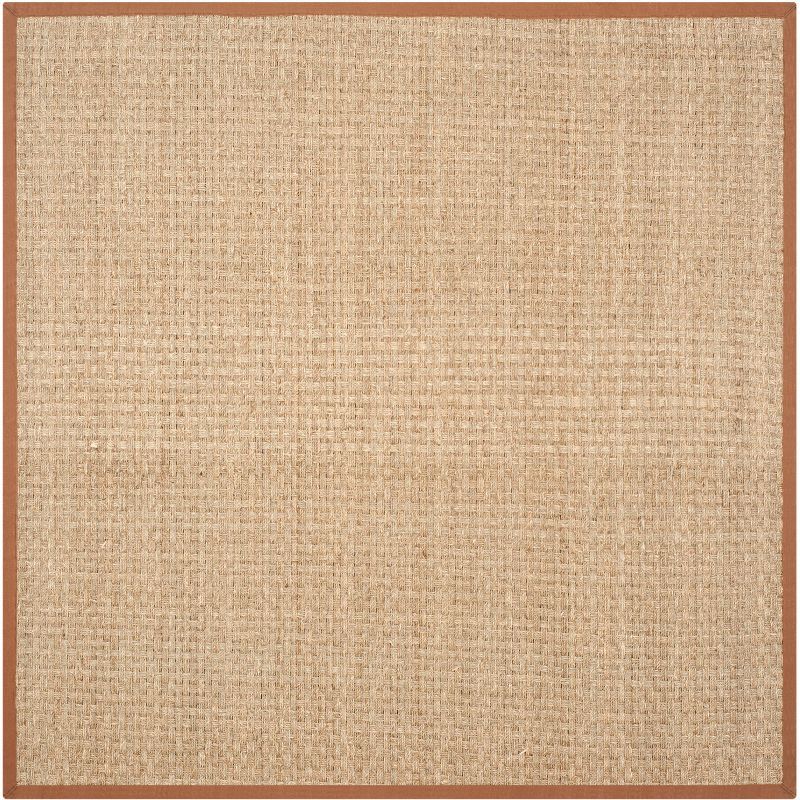 Natural Brown Hand-Knotted Cotton Square Area Rug