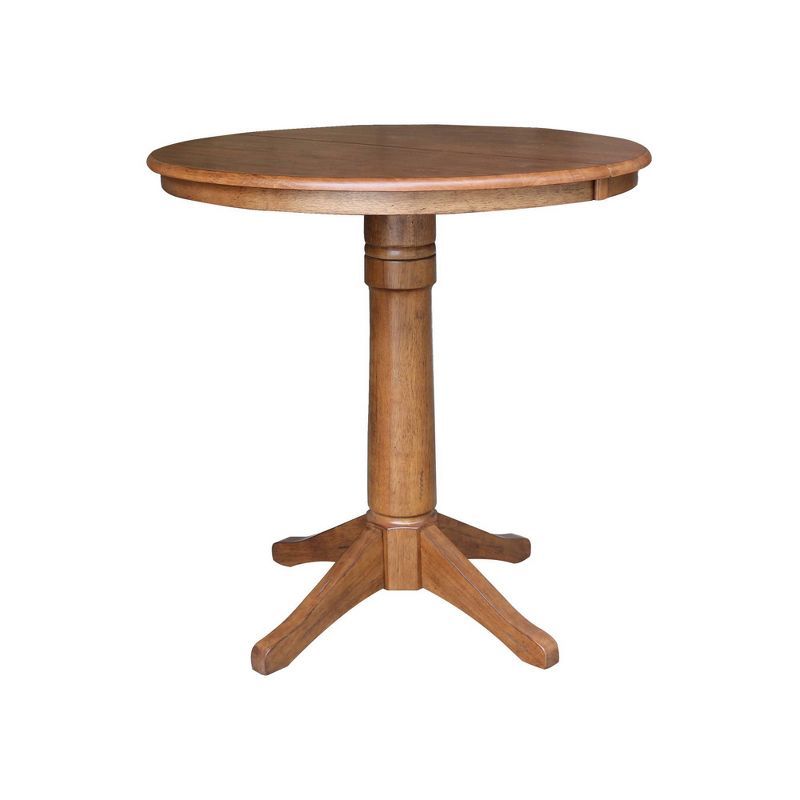 Eco-Friendly Round Oak Pedestal Table with Extendable Leaf