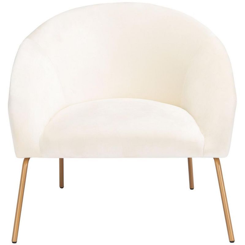 Luxurious Off-White Velvet Barrel Accent Chair with Gold Legs