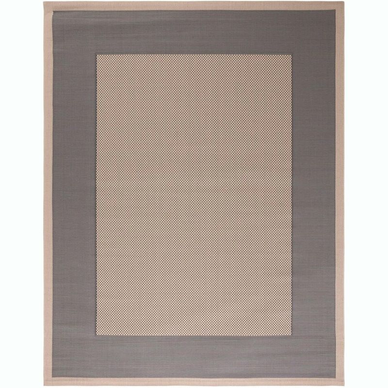 Elegant Gray and Cream 8' x 11' Synthetic Flat Woven Outdoor Rug